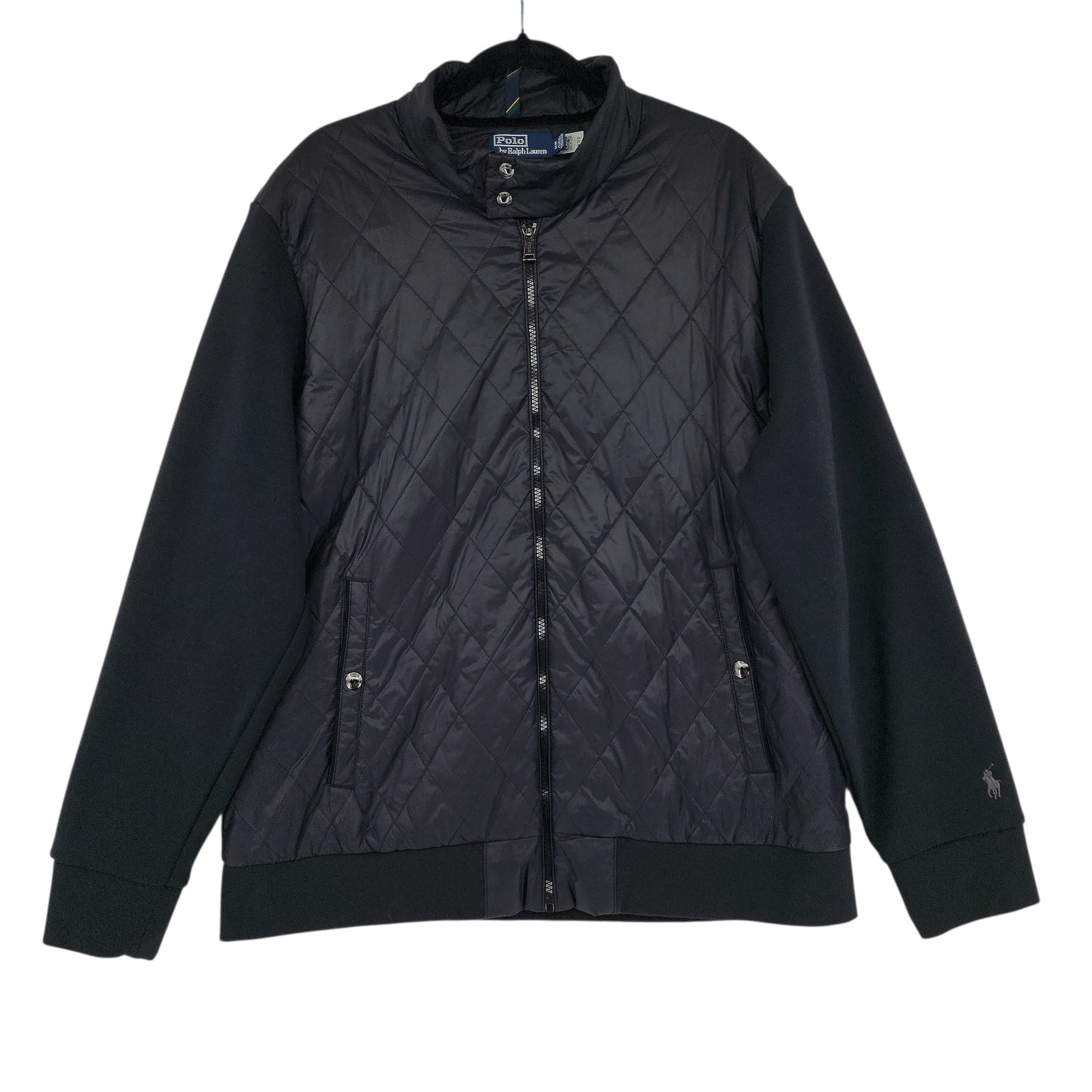 Polo Ralph Lauren Quilted Bomber Jacket Xl Men Hybrid Black Nylon Full Zip Tech